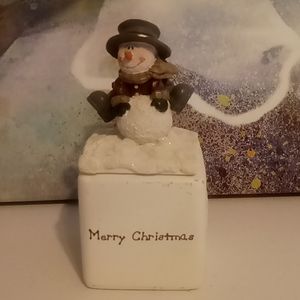 Porcelain Snowman Candle Holder